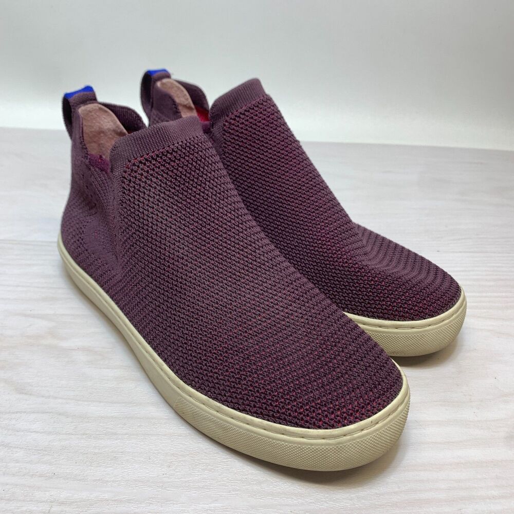 ROTHY’S The Chelsea High Top Sneakers Womens Size 8.5 Berry Lattice Knit Shoes